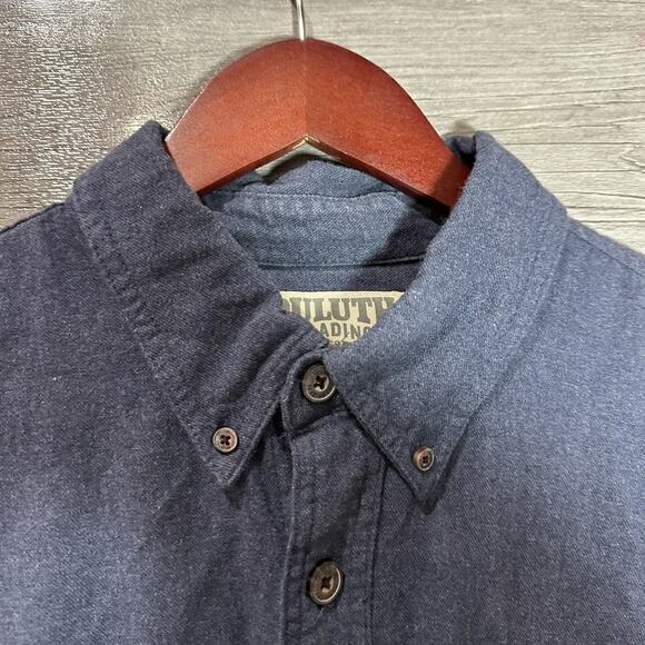 Duluth Trading Heavy Flannel Shirt Mens XL Button Up Blue Long Sleeve - Picture 4 of 8